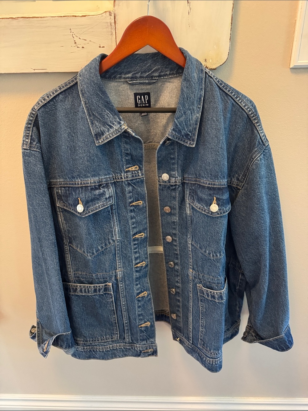 GAP Blue Denim Jacket with Chest Flap Pockets